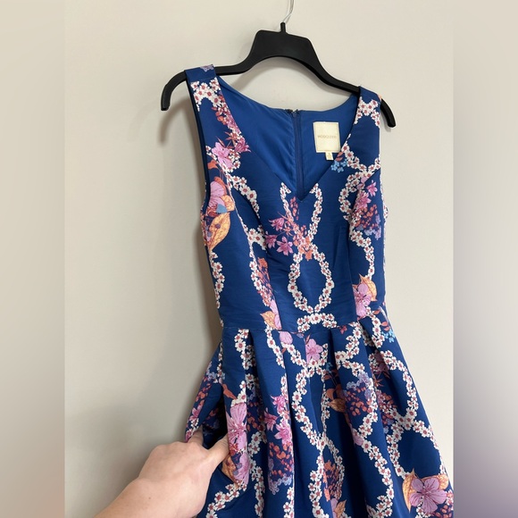 Modcloth "Beautiful You" Floral Helix Fit & Flare Dress in Blue/Pink, size S - Picture 6 of 13